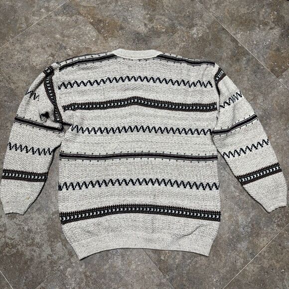 VTG Jantzen Pullover Sweater 100% Cotton Beige XL Fair Isle Fisherman Grandpa - Picture 8 of 9